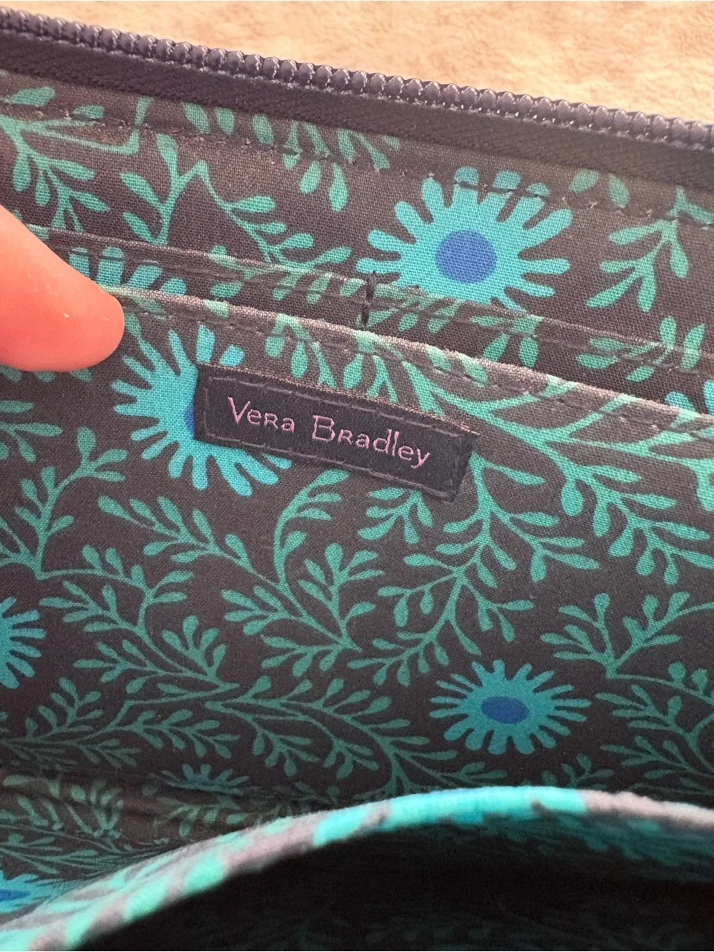 Vera Bradley Navy Multicolor Floral Quilted Wallet